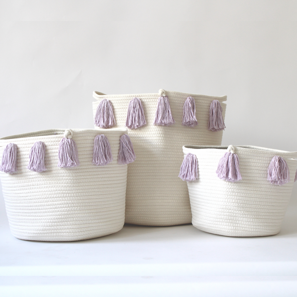 Lilac Tassel Basket - Medium-2