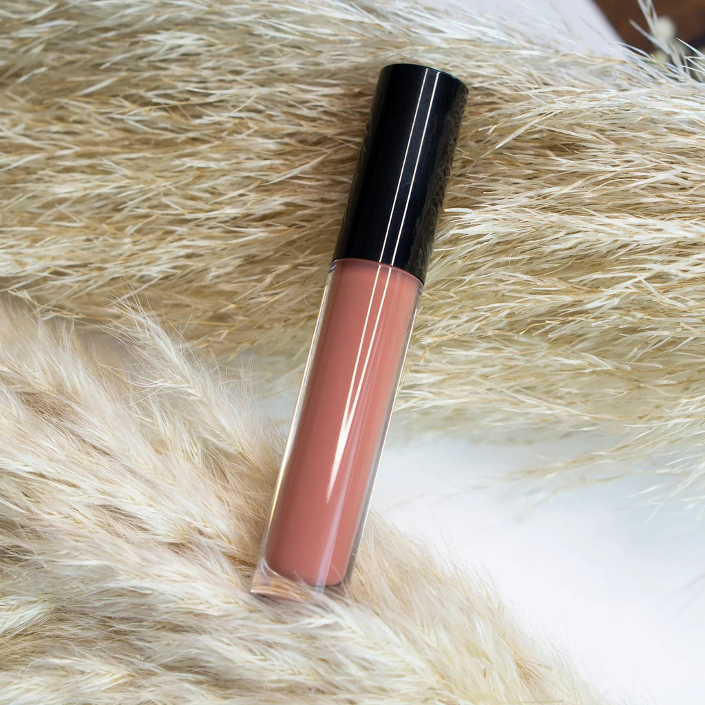 Liquid rouge lip gloss tube with doe-shaped applicator showcasing high shine shimmer and vibrant tint — view 4