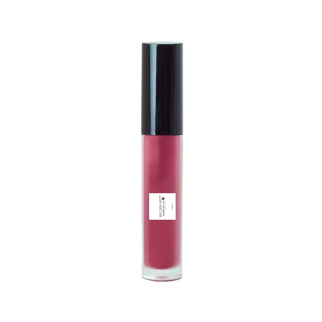 Liquid rouge lip gloss tube with doe-shaped applicator showcasing high shine shimmer and vibrant tint