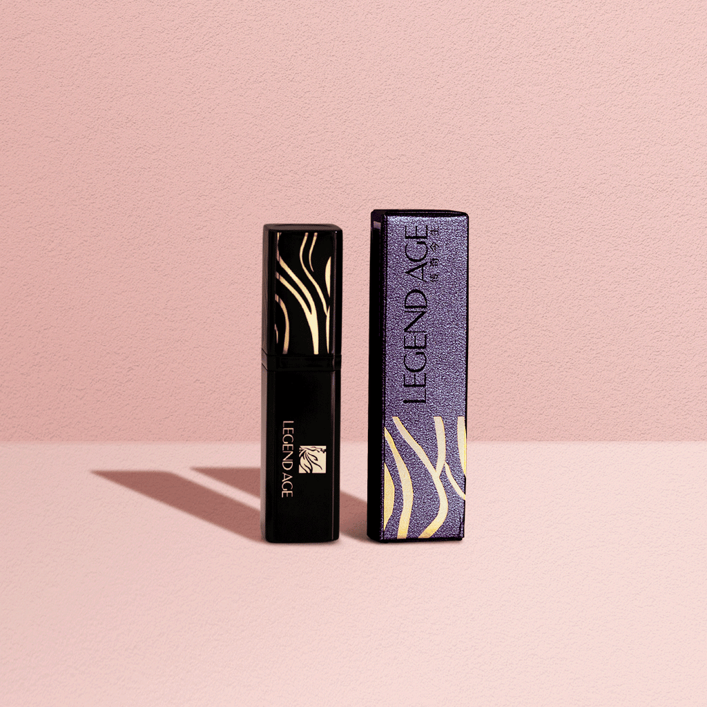Legend Age 3-in-1 color-changing tinted lip balm and moisturizing mask in sleek black tube