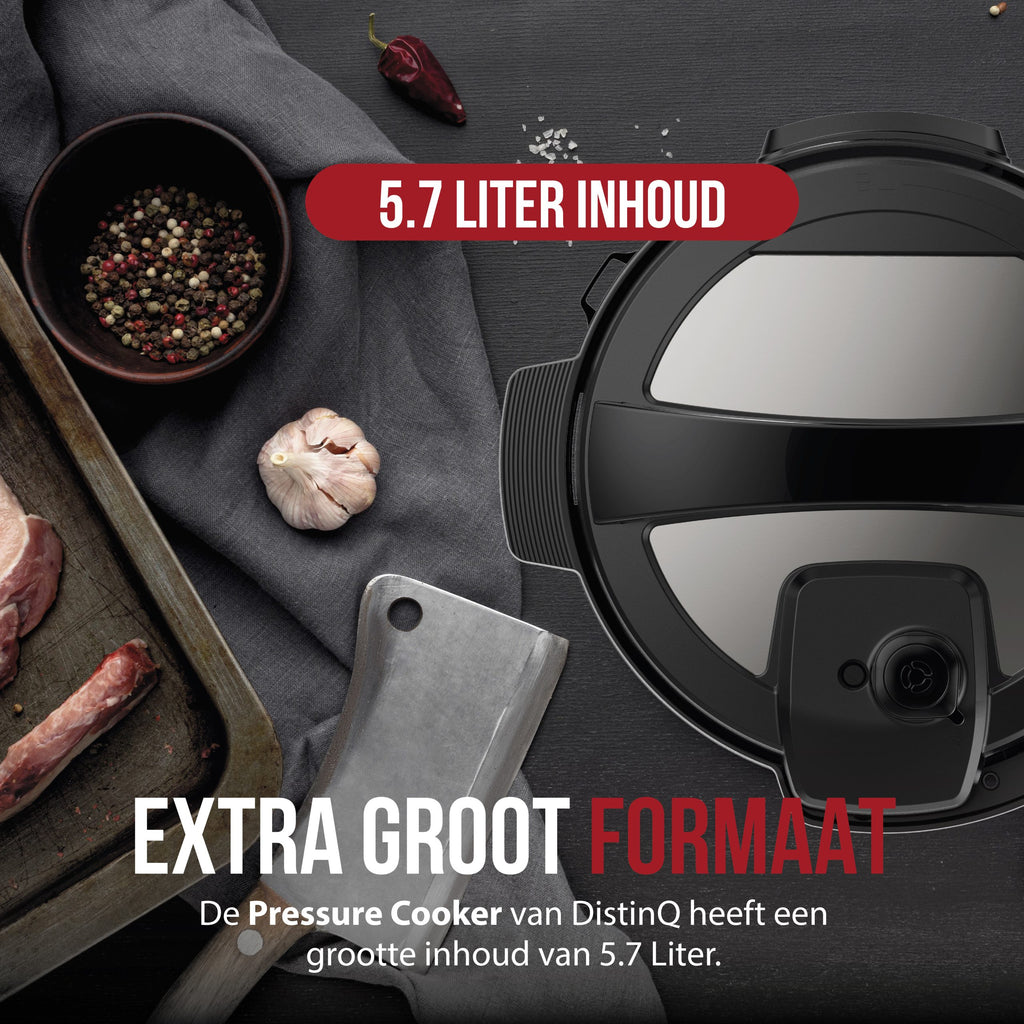 DistinQ 10-in-1 multicooker in stainless steel with digital LED display on kitchen counter. — view 4