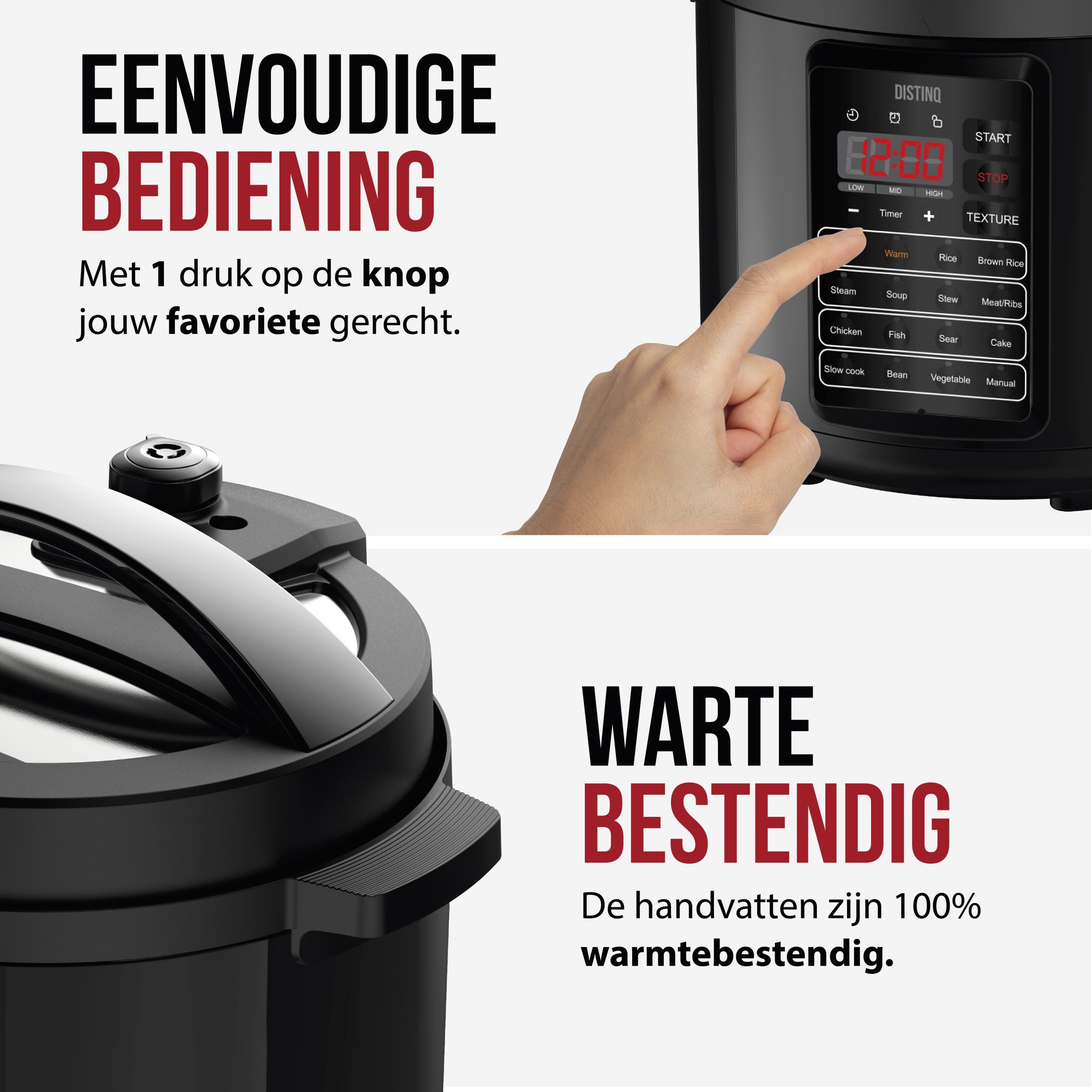 DistinQ 10-in-1 multicooker in stainless steel with digital LED display on kitchen counter. — view 7