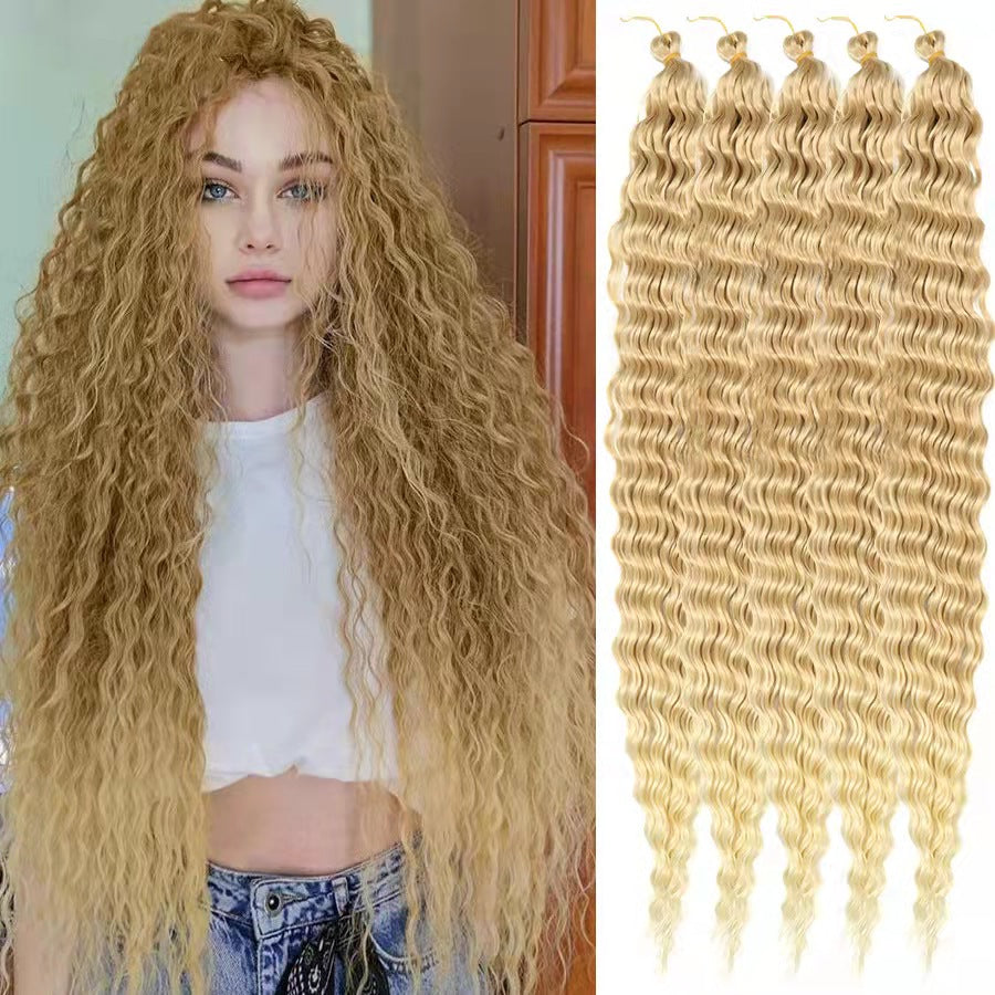 Long 32-inch synthetic hair wig showing smooth texture vibrant color blend and voluminous natural flow