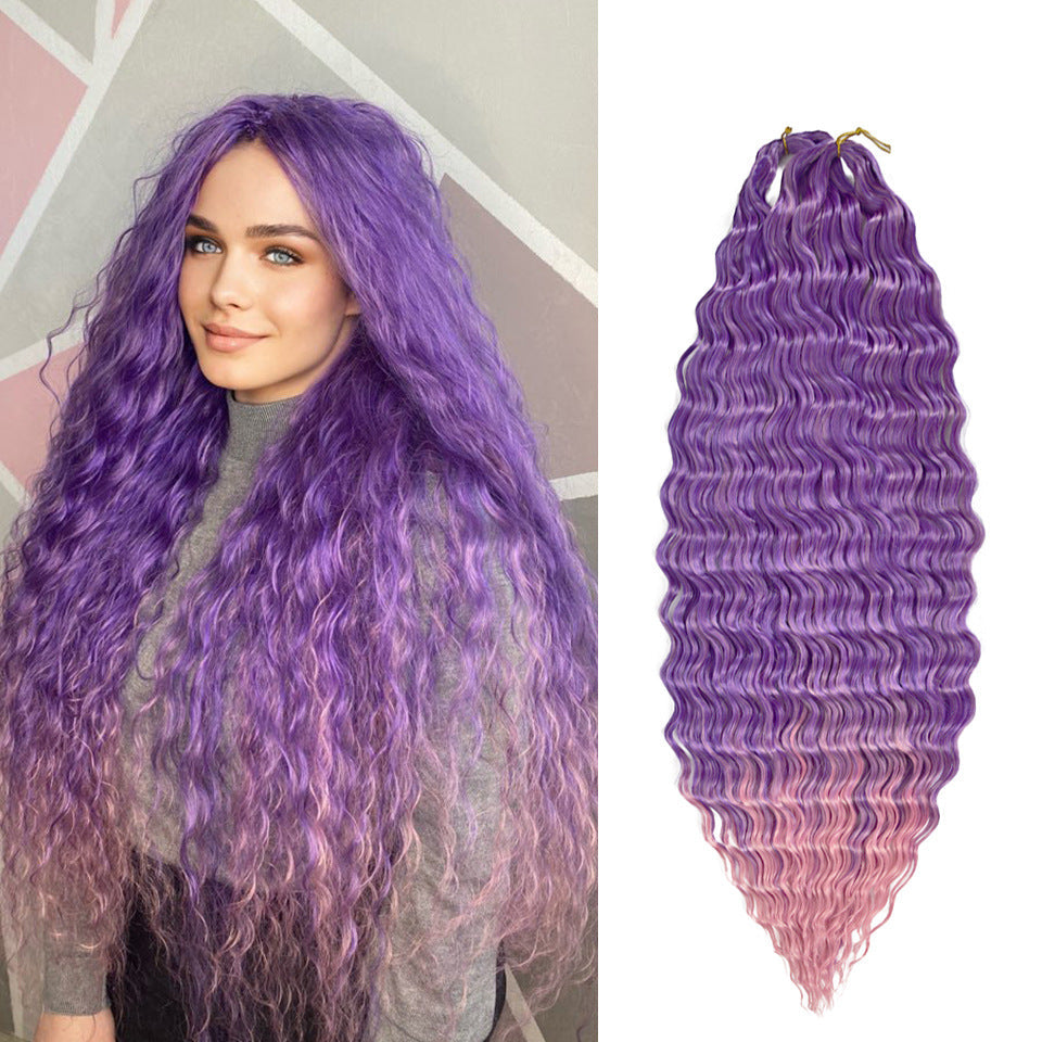 Long 32-inch synthetic hair wig showing smooth texture vibrant color blend and voluminous natural flow — view 5