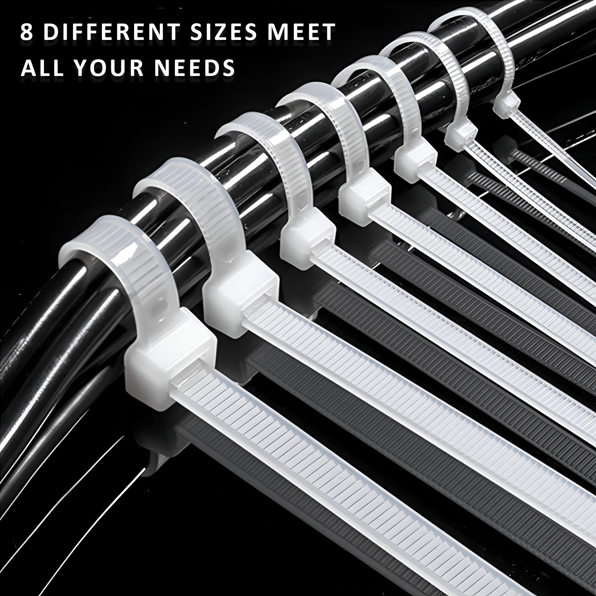 Pack of white nylon cable zip ties for secure and neat home wire management — view 5