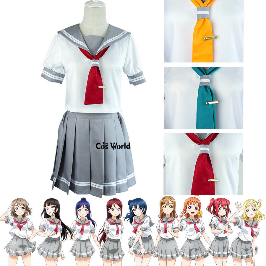 LoveLive Sunshine Aqours sailor suit cosplay costume with top and pleated skirt in uniform cloth — view 2