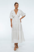Lucienne Smocked Linen Maxi Dress-4