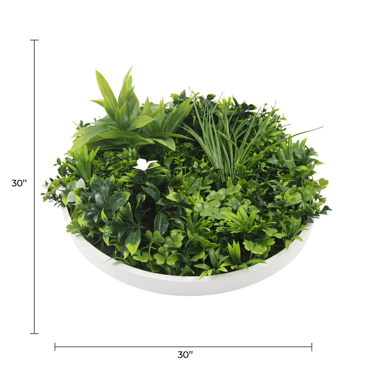 Artificial Green Wall Disc 30in – White Frame – UV Resistant – Commercial Grade-1