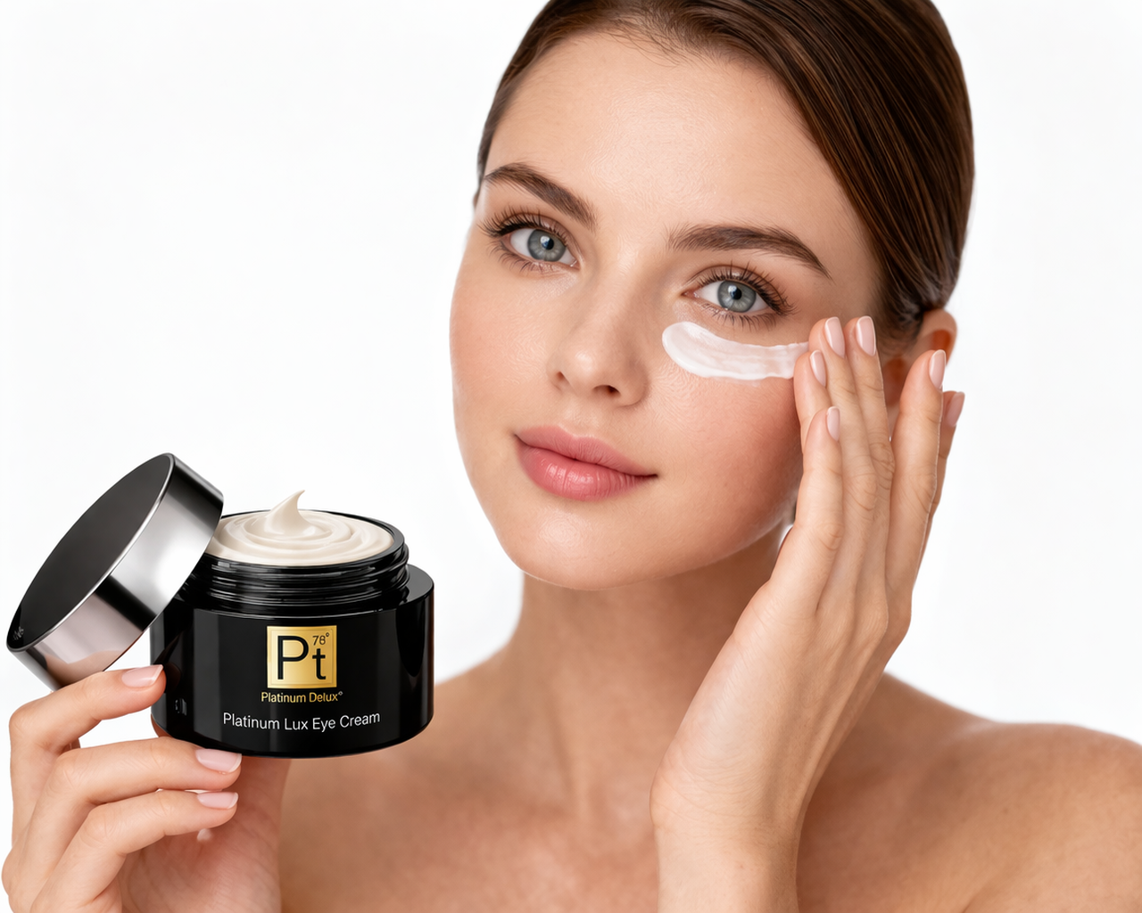 Platinum Lux anti-aging retinol eye cream jar for reducing fine lines and dark circles. — view 3