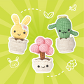 Amigurumi DIY crochet kit with premium yarn, stuffing, hook, and tutorial card in paper bag