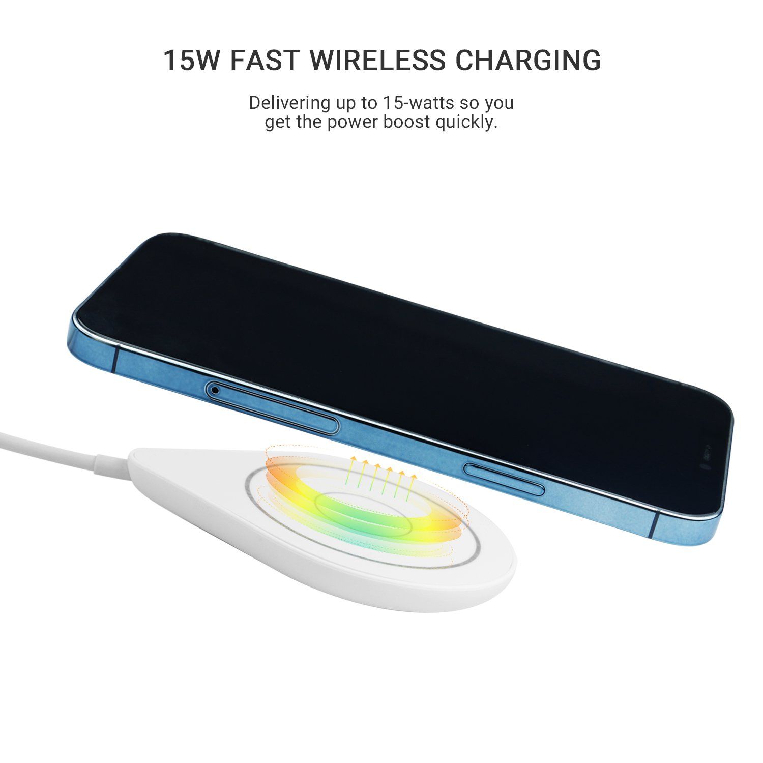 Ultra slim magnetic wireless charger pad with USB-C cable for smartphones — view 3