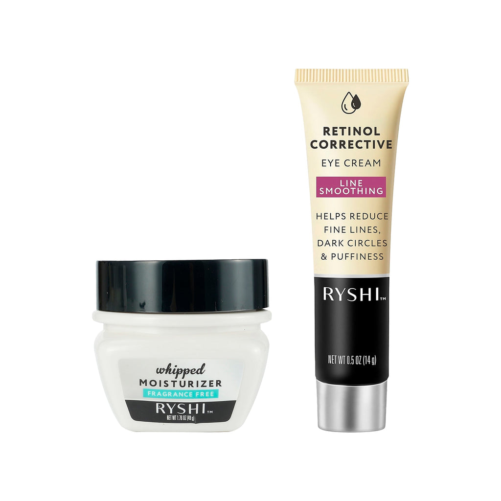 Pursonic hydration and renewal skincare duo featuring whipped moisturizer and retinol eye cream containers