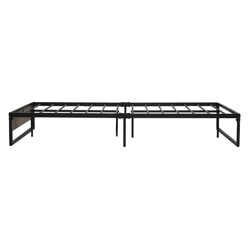 Artiss Oslo king single bed frame featuring black powder-coated metal and dark wood industrial design. — view 3