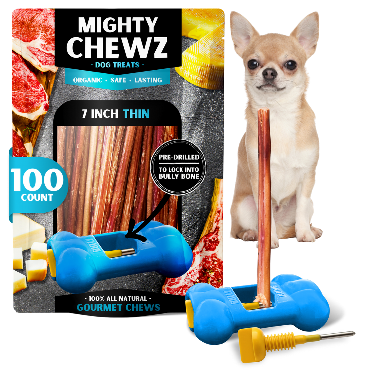 7" Thin Bully Sticks - Bully Bone Included-6