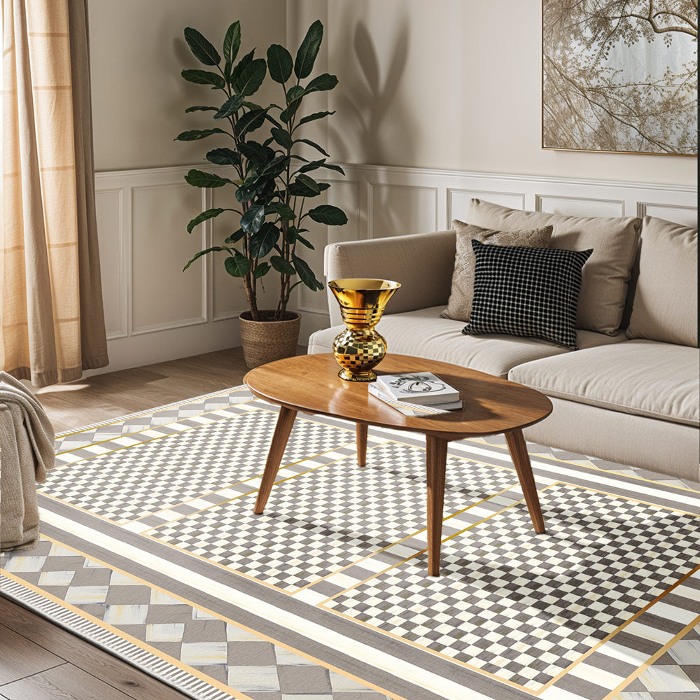 Vintage inspired boho edge area rug with low-pile washable cotton surface and non-slip base — view 2