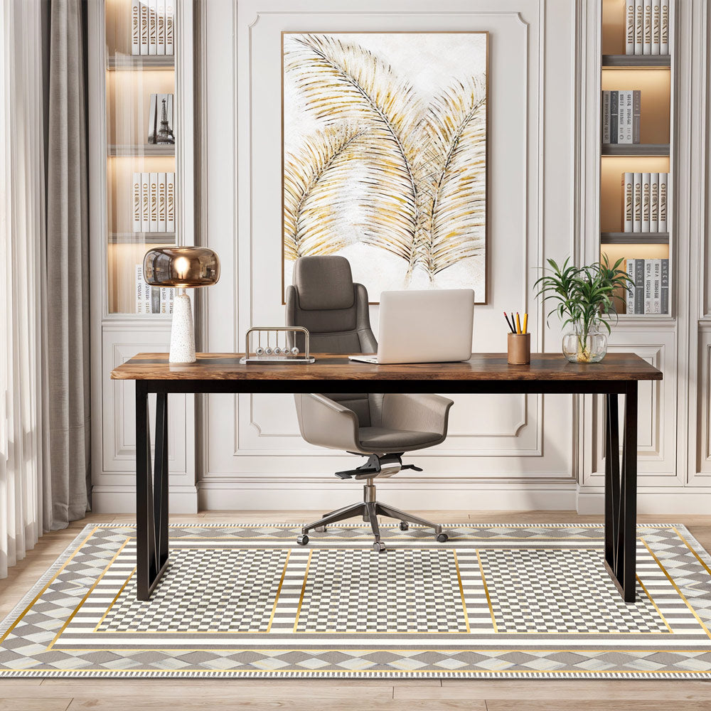 Vintage inspired boho edge area rug with low-pile washable cotton surface and non-slip base — view 4
