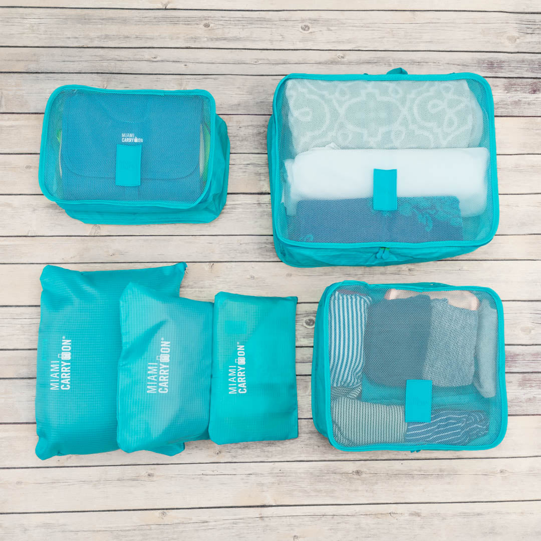 Six piece foldable polyester packing cube set and laundry pouches for suitcase organization — view 5