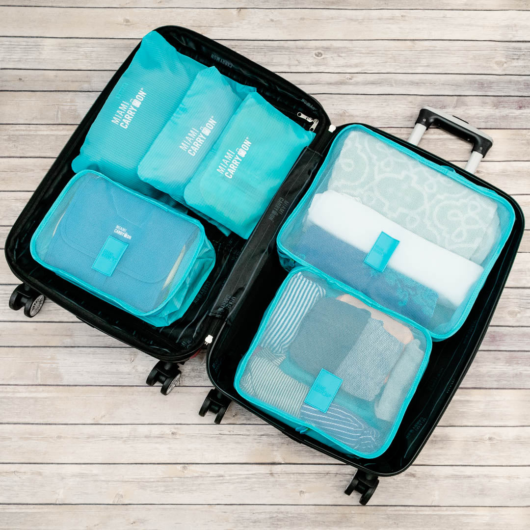 Six piece foldable polyester packing cube set and laundry pouches for suitcase organization — view 4