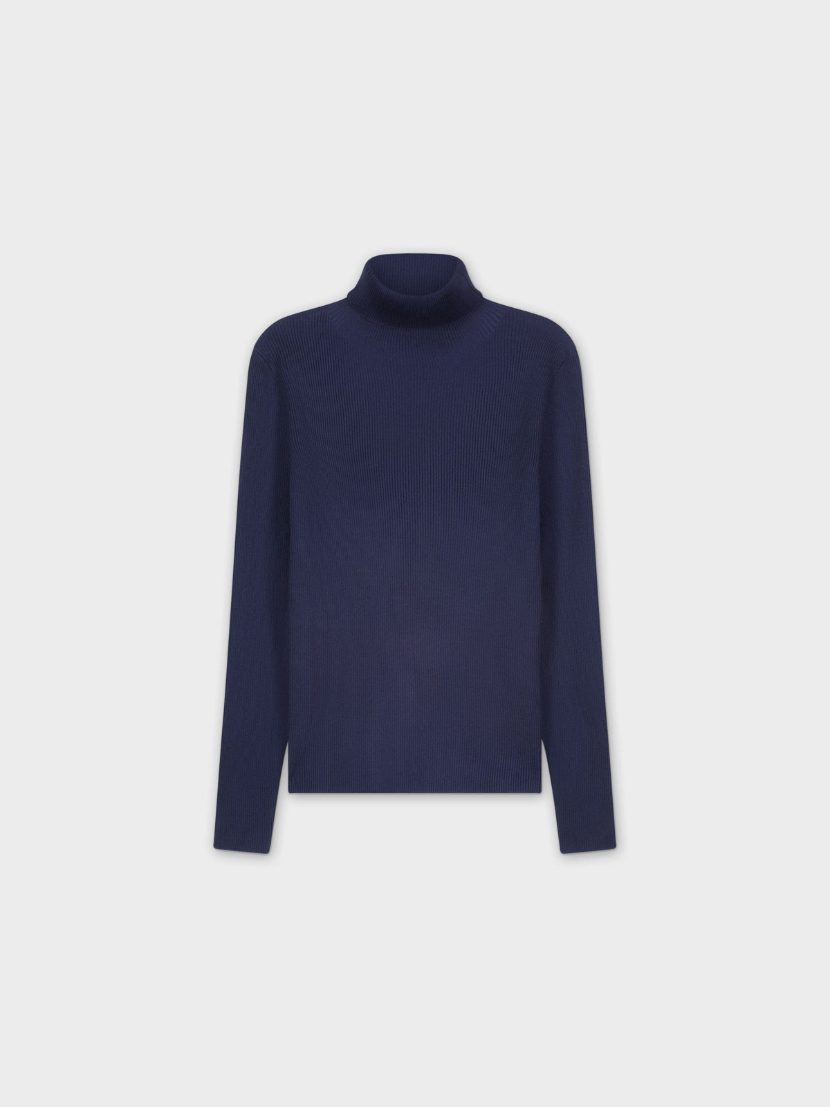 Knit Ribbed Turtleneck-Navy-1