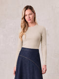 Rounded Hem Ribbed T-Shirt-Tan-0