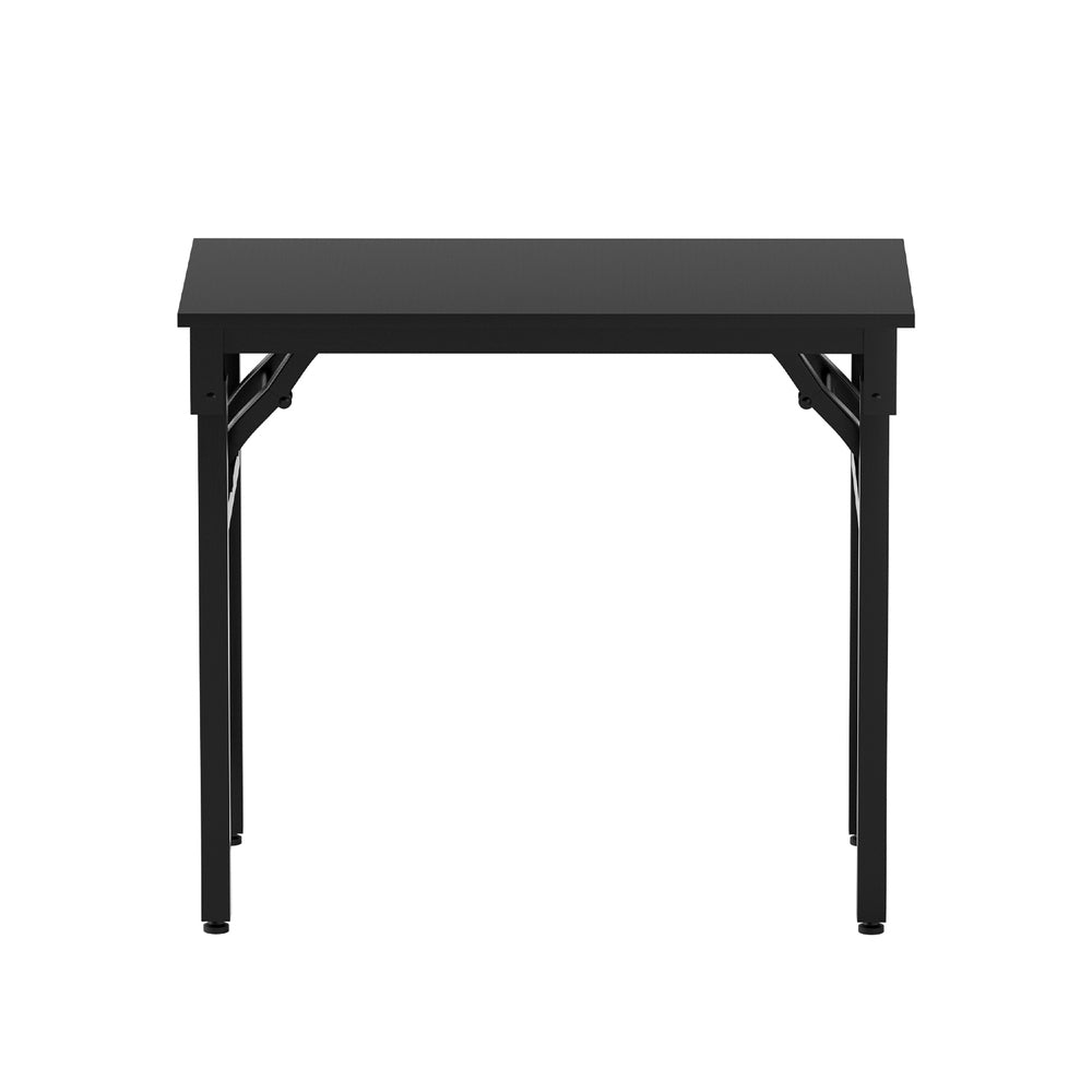 Artiss foldable computer desk in black, featuring a sturdy steel frame and wooden desktop surface. — view 3