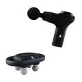 Black professional dual percussion massage gun set with interchangeable heads for deep tissue muscle recovery