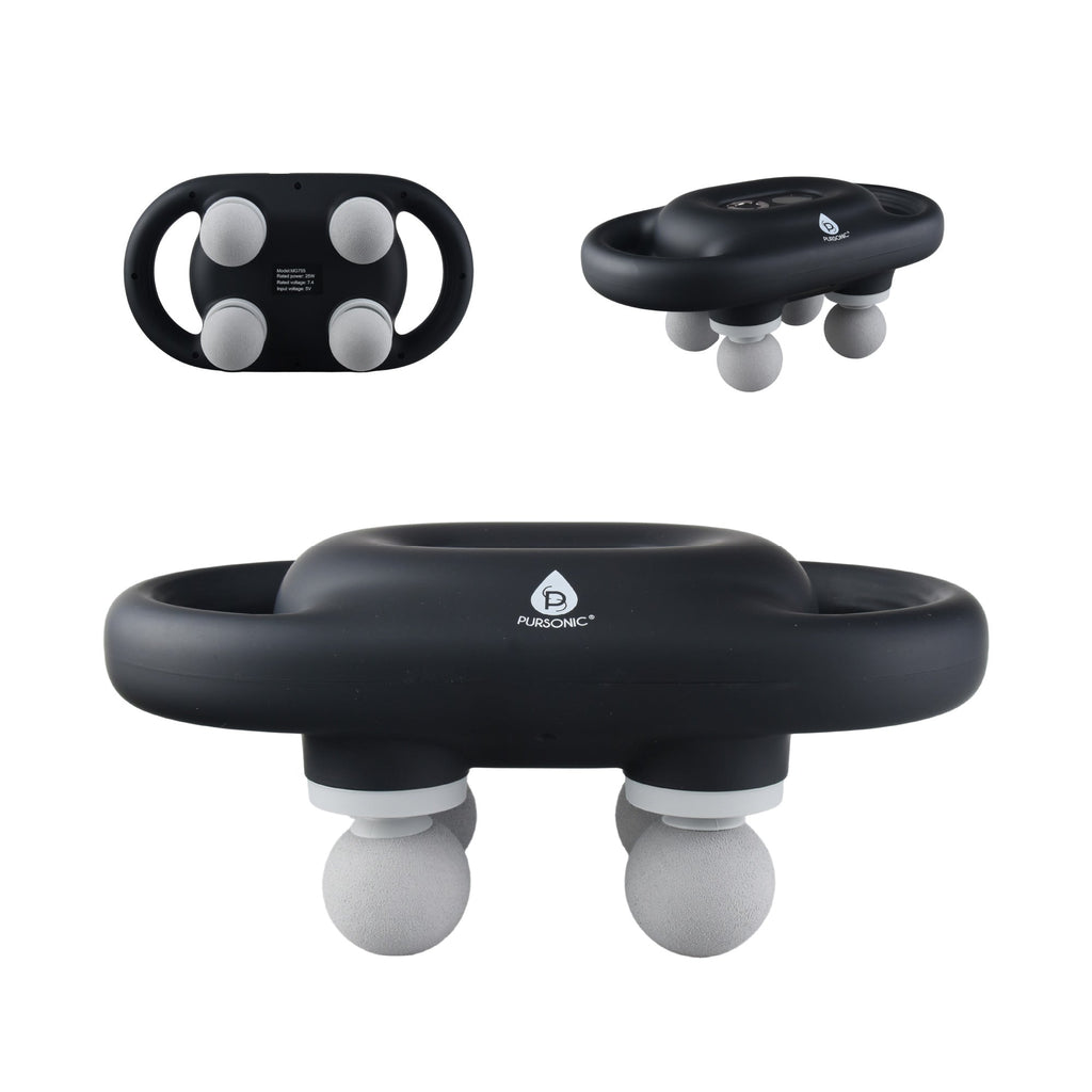 Massage gun bundle with interchangeable heads and curved handheld massager for muscle recovery — view 4