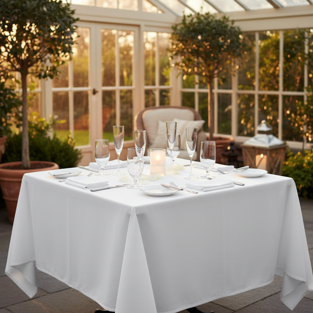 MJS 100% Spun Polyester 2 PLY Banquet & Square Table Linens-2