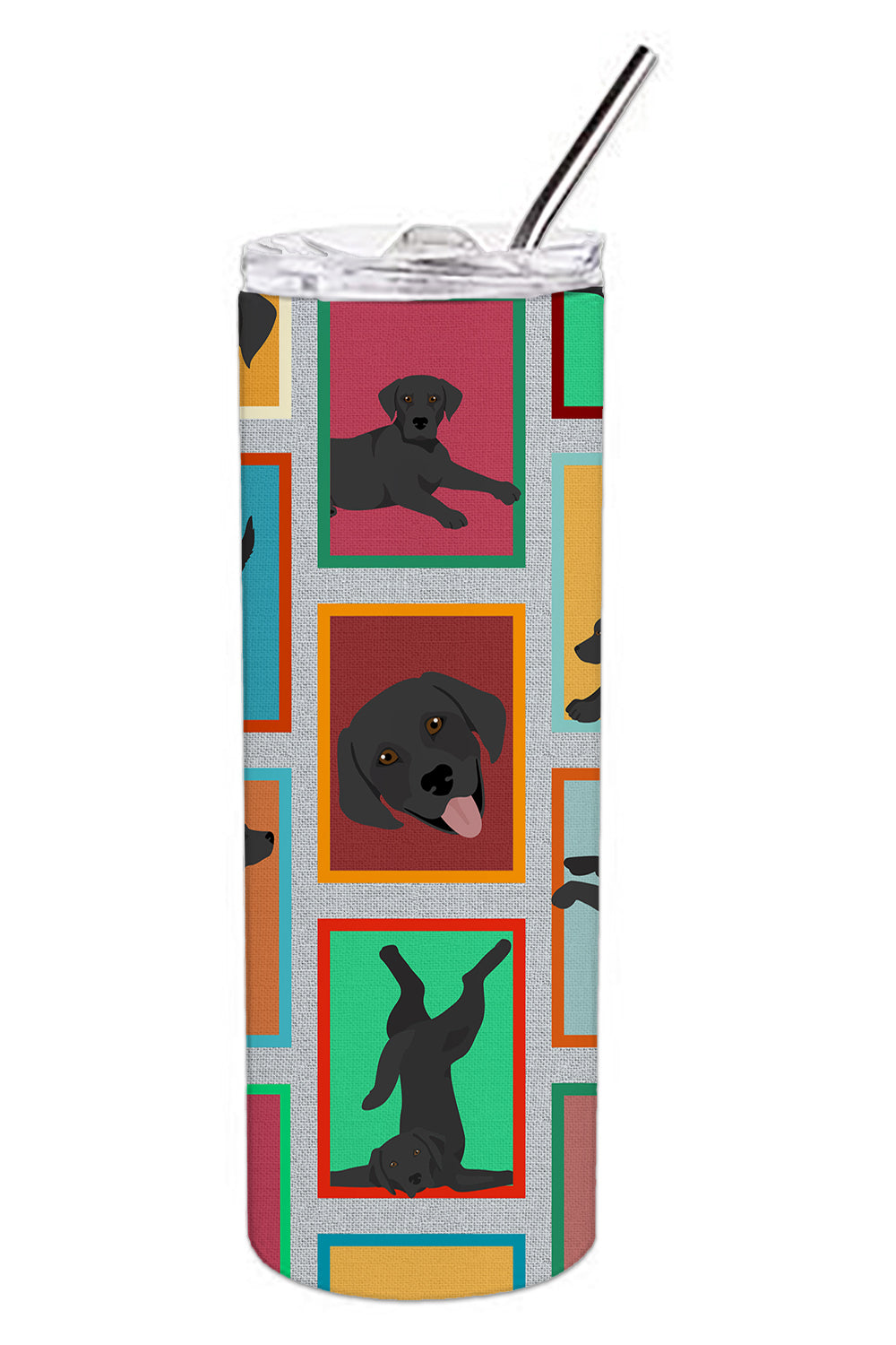 Lots of Black Labrador Retriever Stainless Steel Skinny Tumbler-0