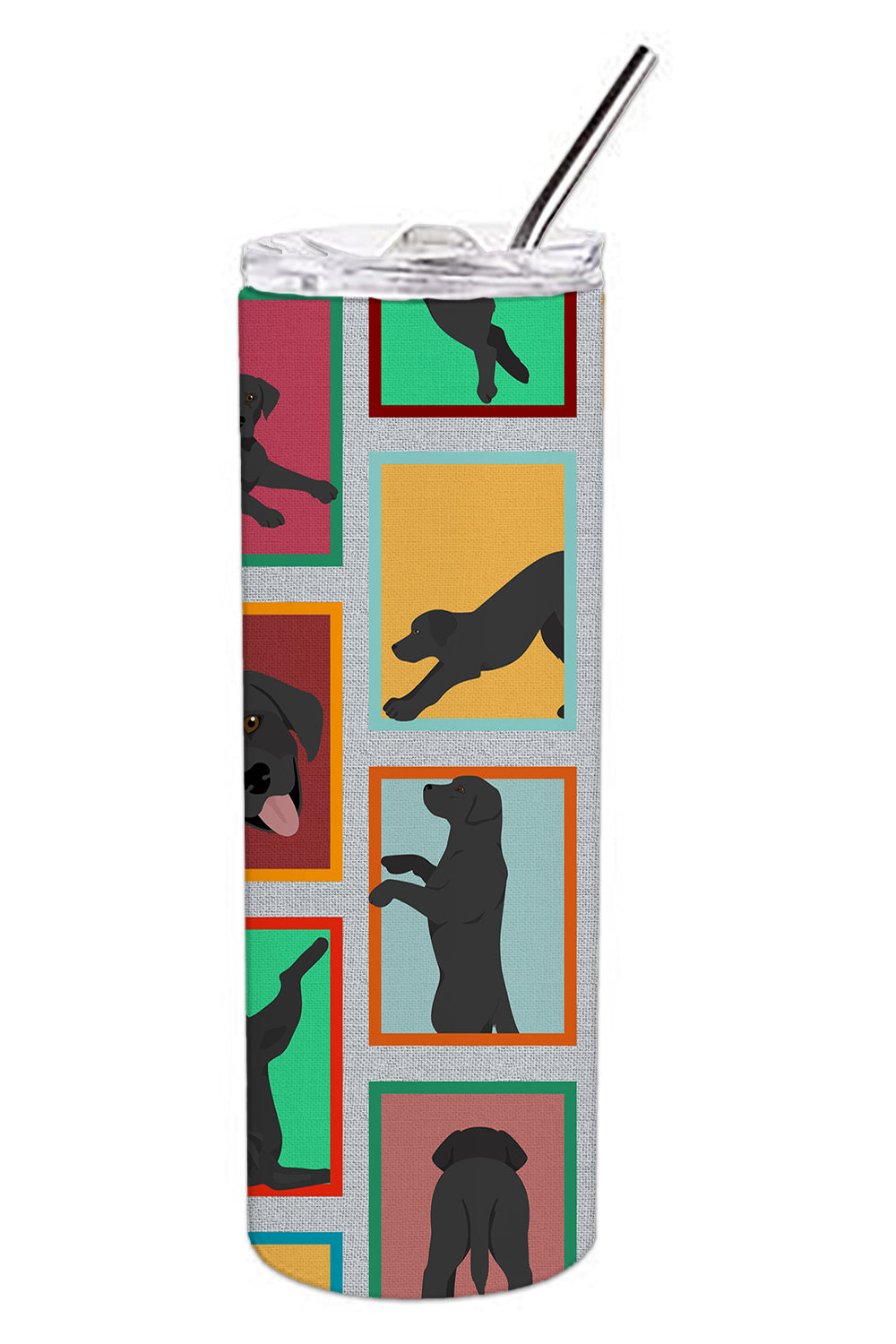Lots of Black Labrador Retriever Stainless Steel Skinny Tumbler-2