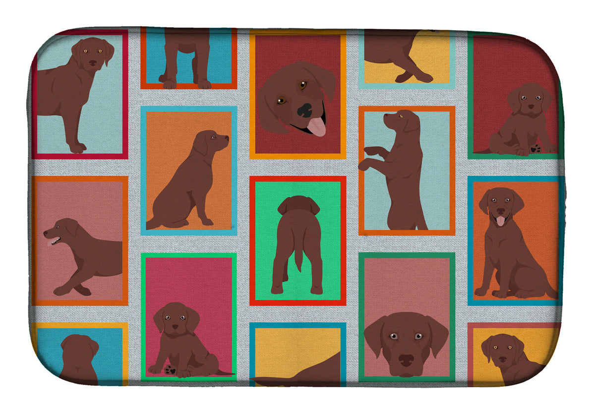 Lots of Chocolate Labrador Retriever Dish Drying Mat-0