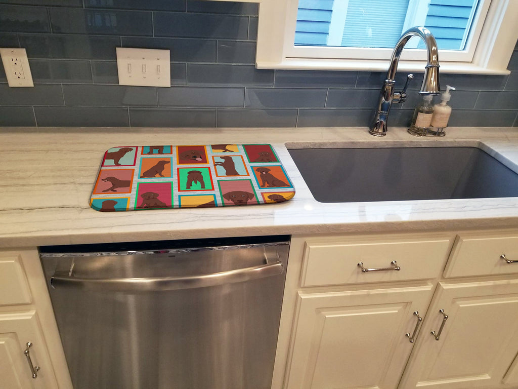 Lots of Chocolate Labrador Retriever Dish Drying Mat-2
