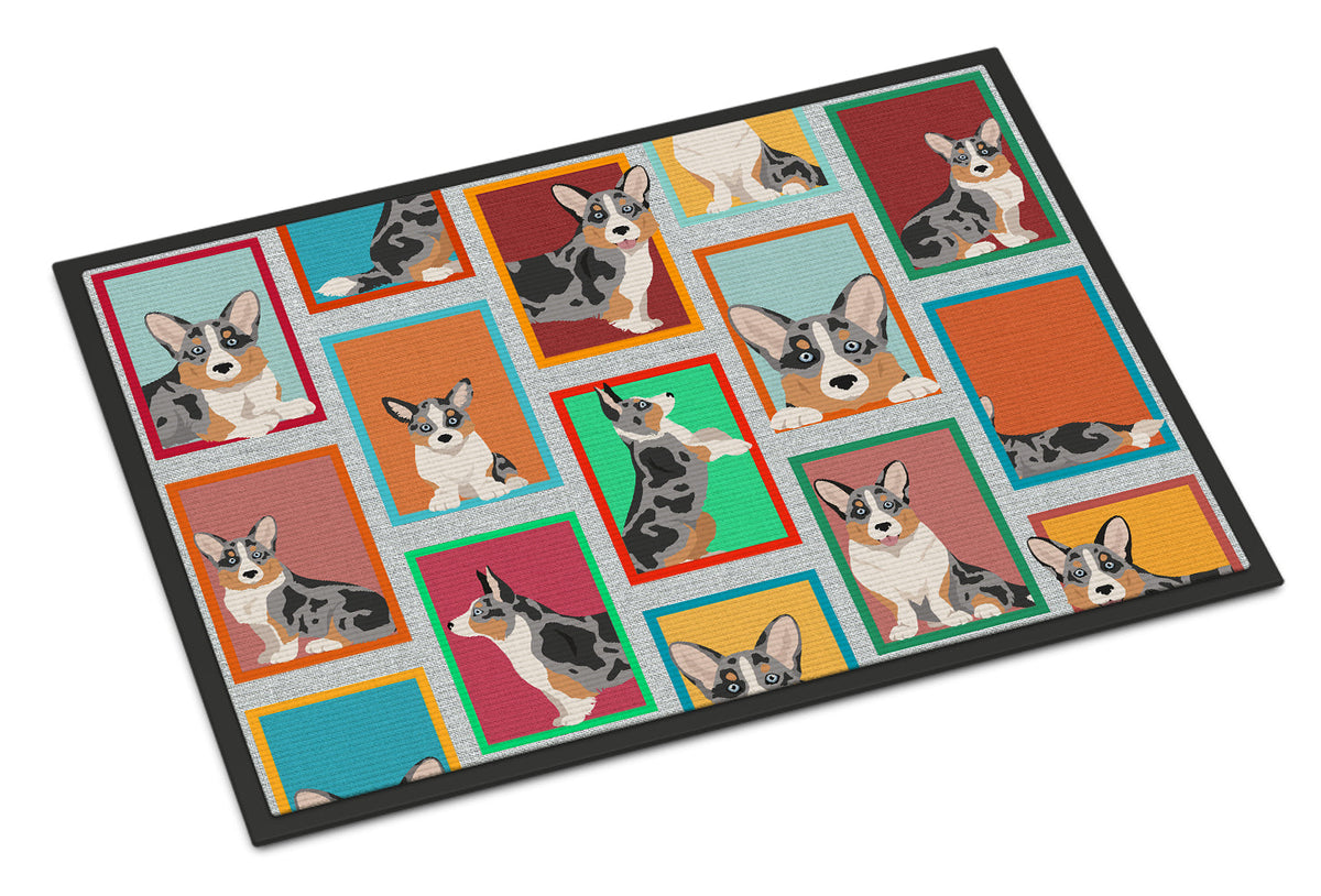 Lots of Blue Merle Welsh Cardigan Corgi Doormat-0