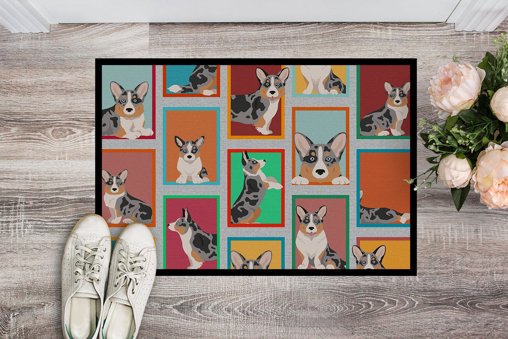 Lots of Blue Merle Welsh Cardigan Corgi Doormat-1