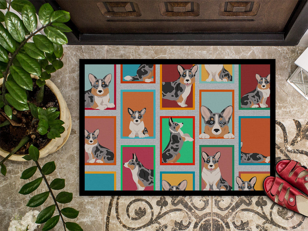 Lots of Blue Merle Welsh Cardigan Corgi Doormat-2