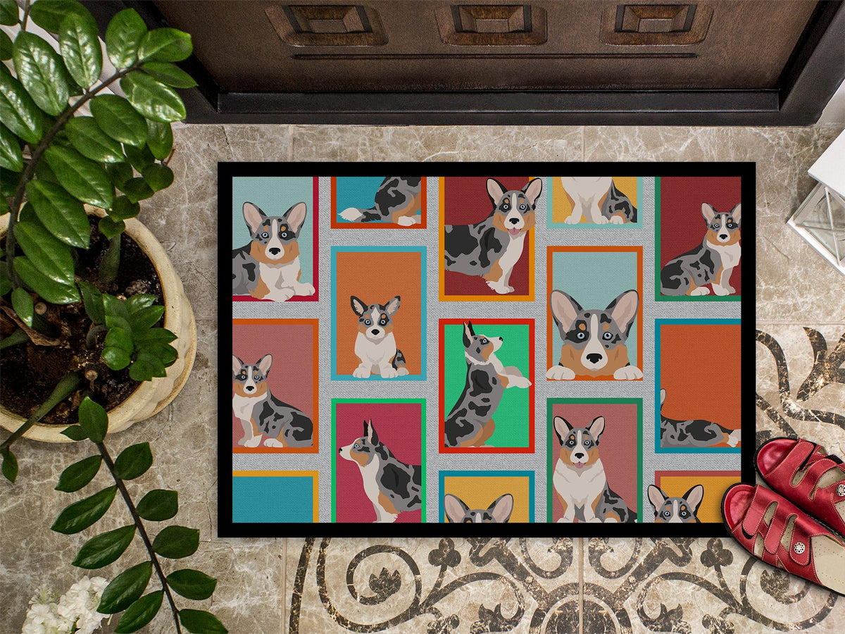 Lots of Blue Merle Welsh Cardigan Corgi Doormat-2