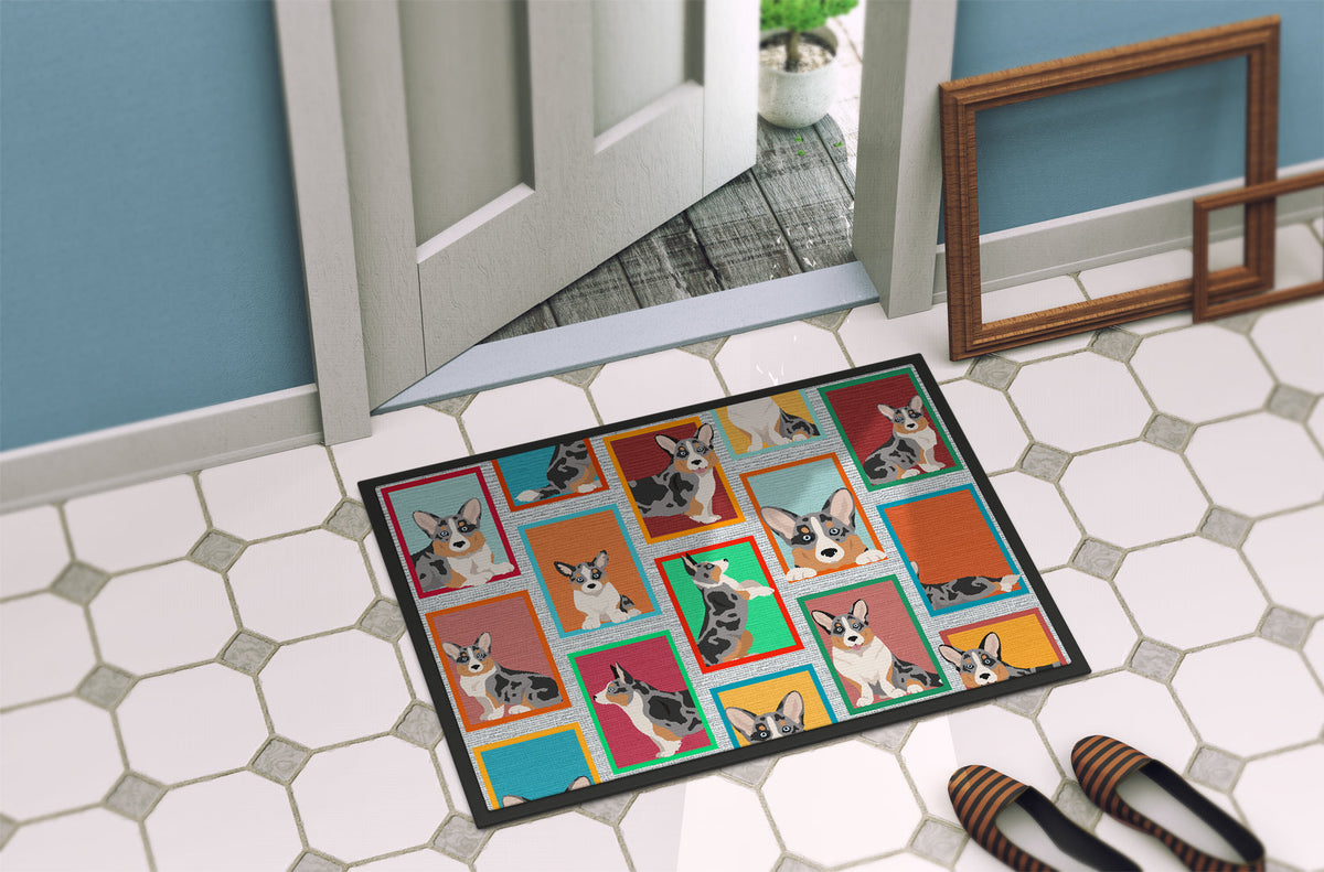 Lots of Blue Merle Welsh Cardigan Corgi Doormat-3