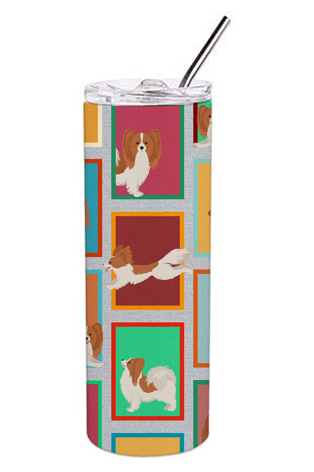 Lots of Red and White Papillon Stainless Steel Skinny Tumbler-0
