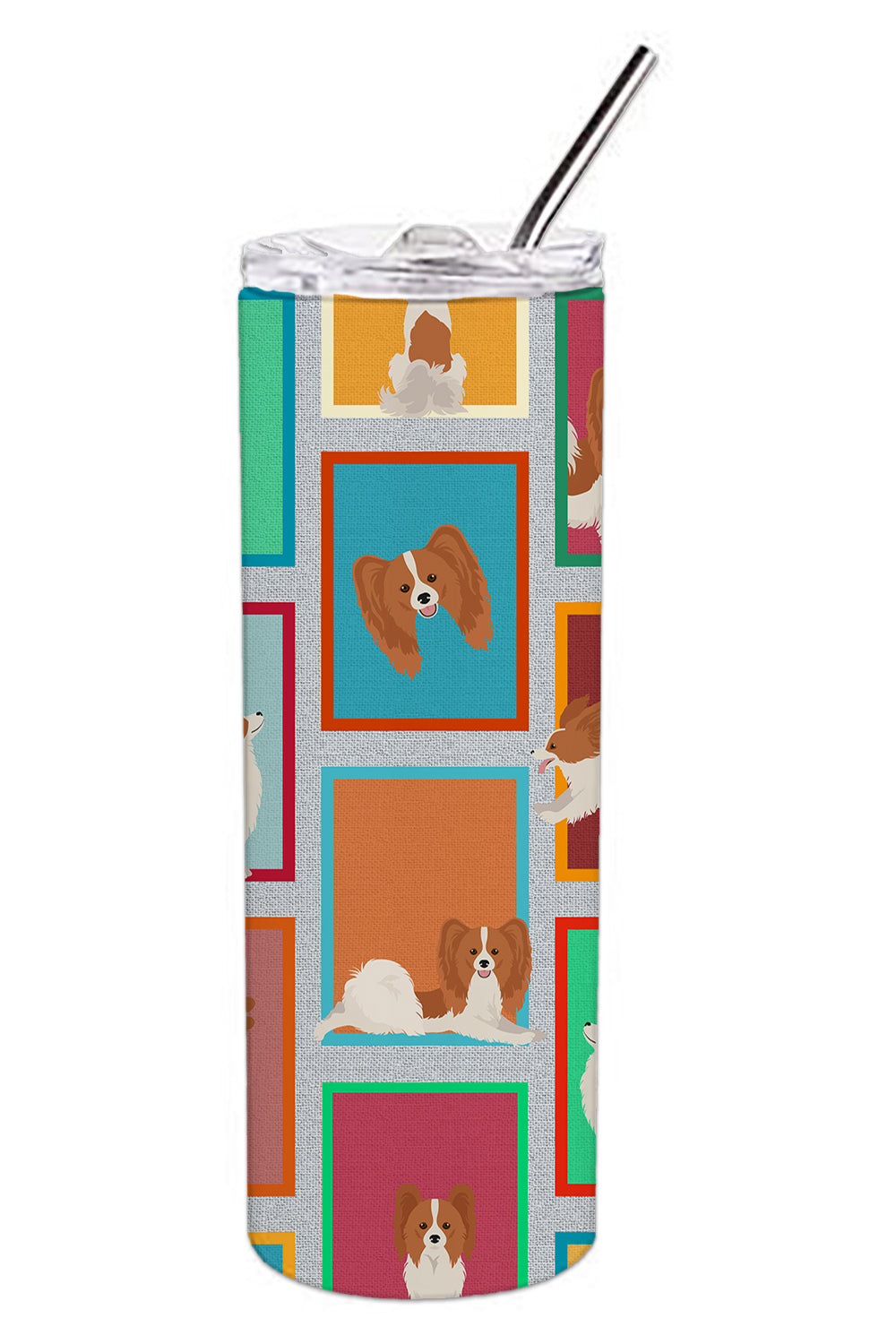 Lots of Red and White Papillon Stainless Steel Skinny Tumbler-1