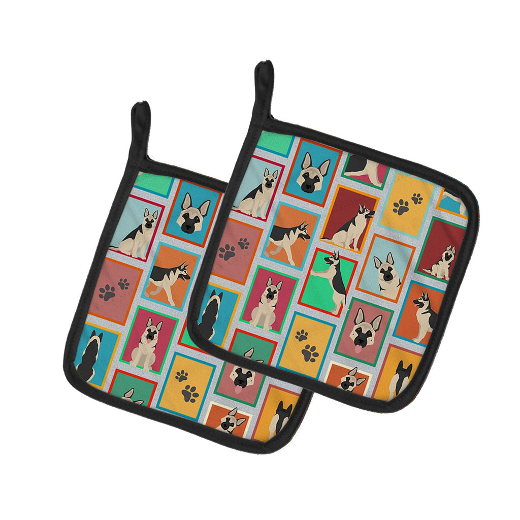 Lots of Black and Silver German Shepherd Pair of Pot Holders-0