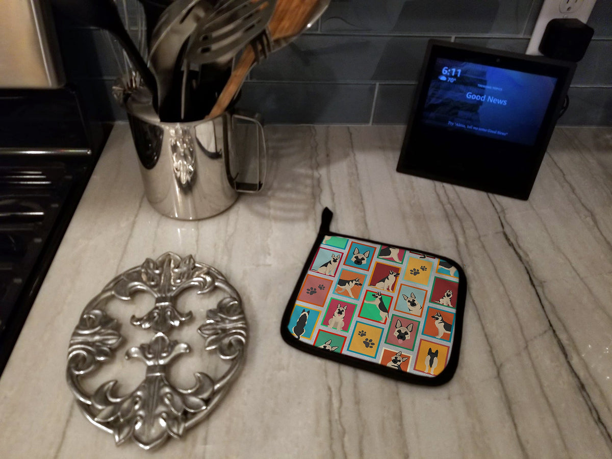 Lots of Black and Silver German Shepherd Pair of Pot Holders-3