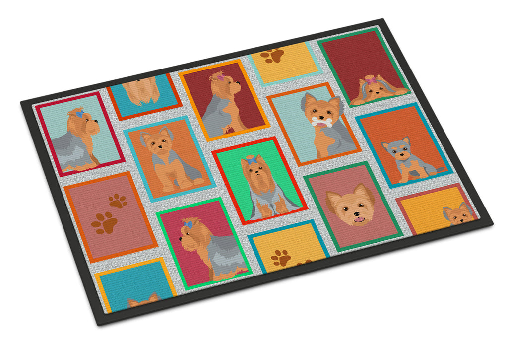 Lots of Blue and Tan Yorkie Doormat-0