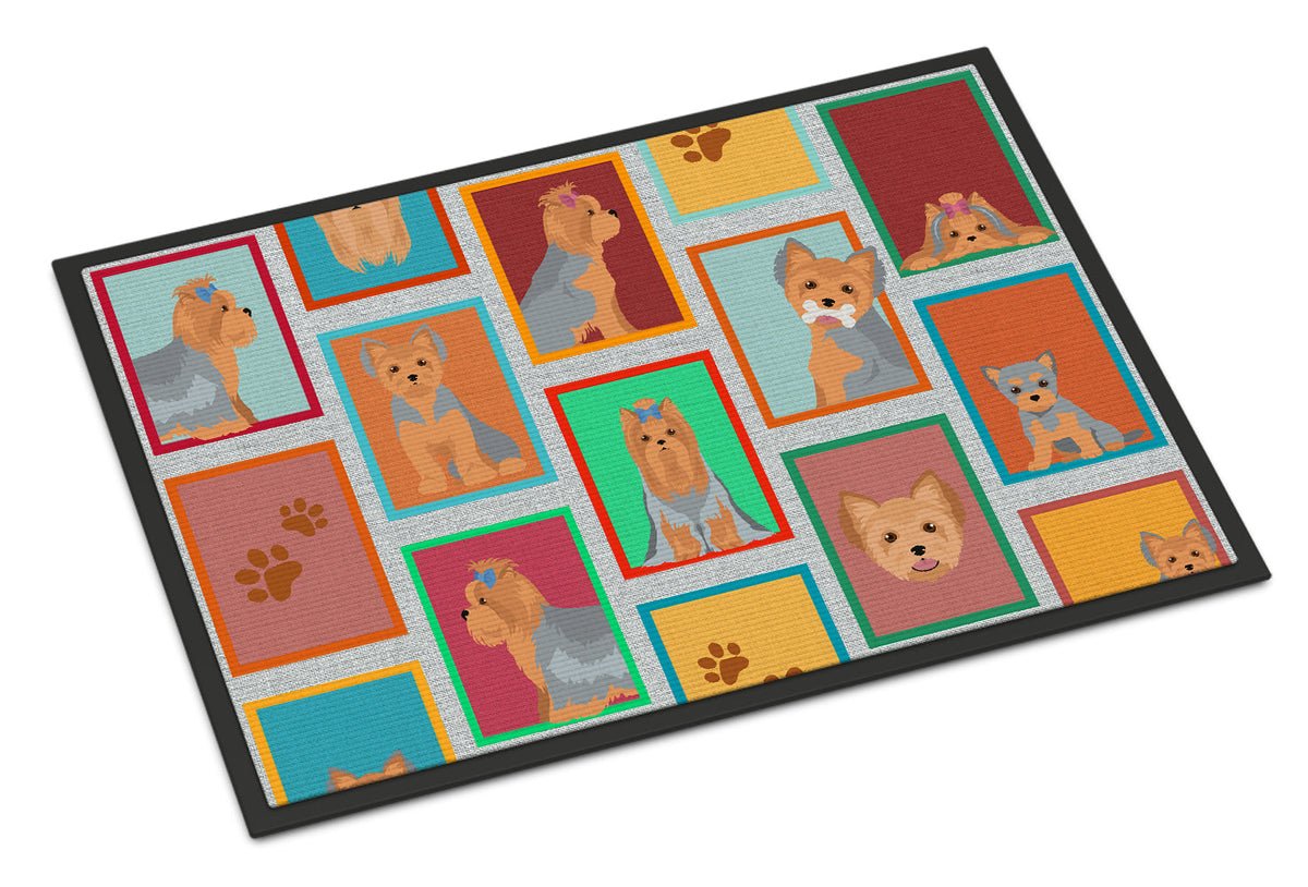 Lots of Blue and Tan Yorkie Doormat-0