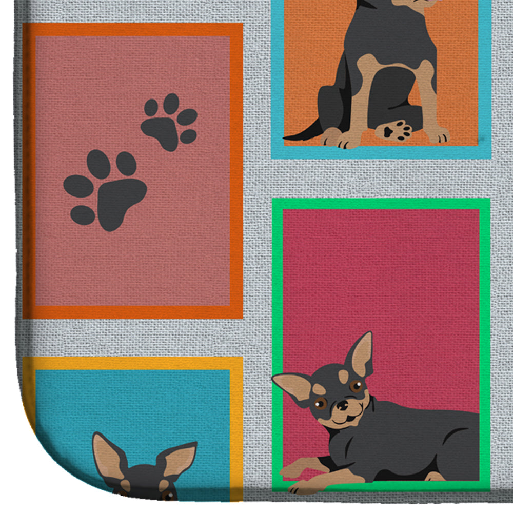 Lots of Black and Tan Chihuahua Dish Drying Mat-3