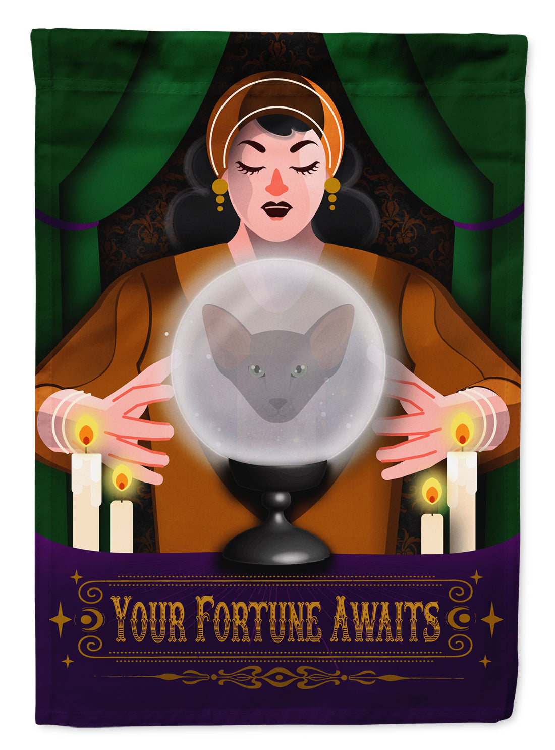 Oriental Shorthair Cat Halloween Garden Flag-0