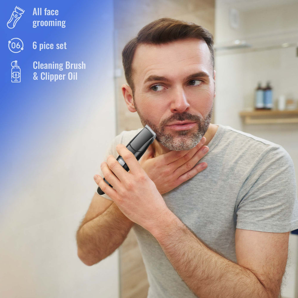 Mario Lopez 10-piece men's grooming kit featuring stainless steel hair clipper, trimmers, and guide combs — view 2