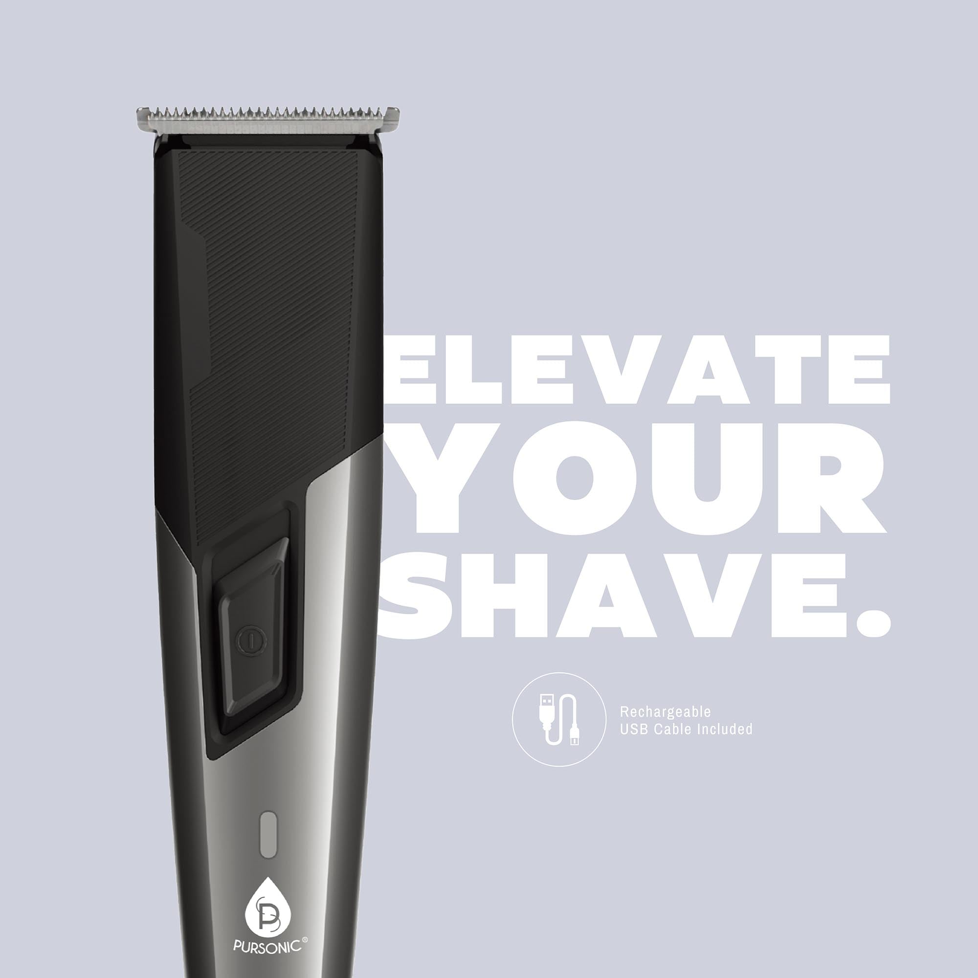 Rechargeable men's grooming set with stainless steel clippers, trimmers, and guide combs — view 4
