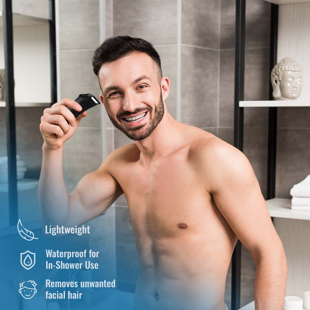 Pursonic Wireless Body Hair Trimmer & Shaver + Nose and Ear Hair Trimmer + Men’s Assorted Face and Body Wipes (3-Pack, 150 Wipes)-1