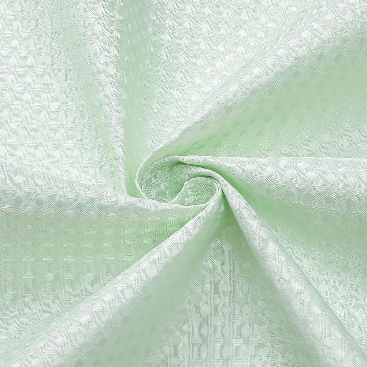 Mint green waffle textured shower curtain with clear PEVA liner and stainless steel hooks — view 5