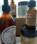 MOLIAE Gold Aspu organic spa skincare self care set featuring body oil, face cleanser and scrub